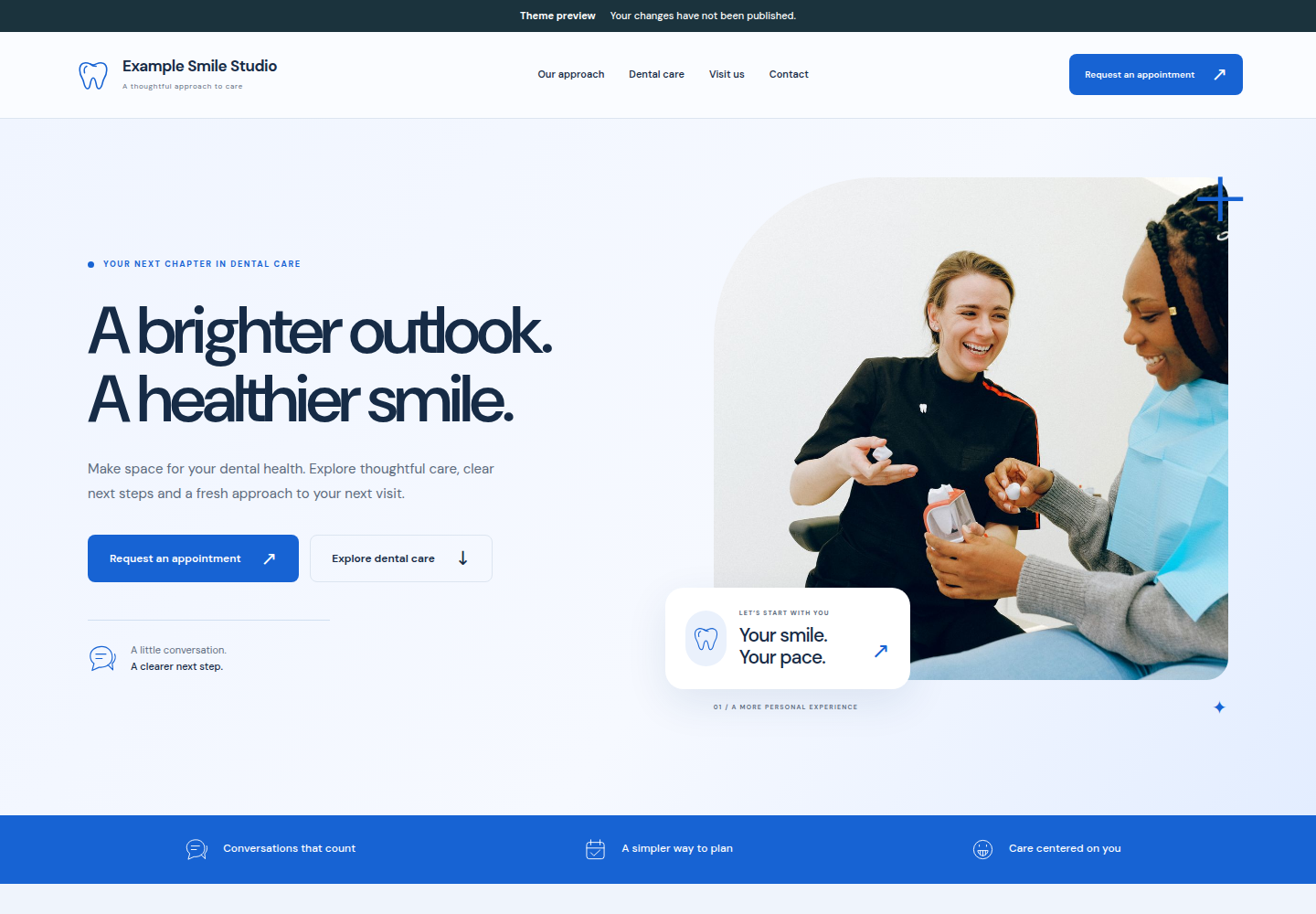 Clinic website — Illustrative product preview